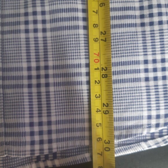 Thomas Dean SZ M French Cuff 100% Cotton Navy/White Plaid Men's Button Up Shirt - Picture 14 of 15